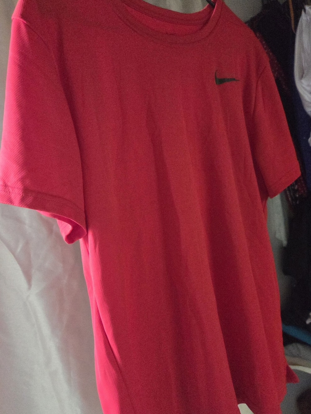 Nike Men’s Bright Red Short-Sleeve Crew Tee with Black Swoosh